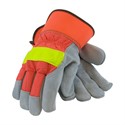 Picture of 125-7563/L PIP Hi-Visibility Leather Gloves,Select Shoulder Split Cowhide Leather Palm,L