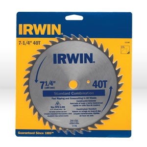 Picture of 11140 Irwin Circular Saw Blade,Ripping non-metal cut material,7-1/4" DIA,40 TPI