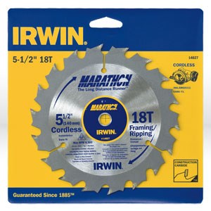 Picture of 14027 Irwin Circular Saw Blade,5-1/2" 18T Framing/Ripping,10mm