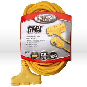 Picture of 02838 Coleman Ground Fault Circuit Interrupters (GFCI),12/3 SJTW,L 50',Yellow