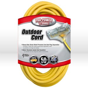 Picture of 04188 Coleman Tri-Source Multi-Outlet Extension Cord,12/3 SJTW,L 50',Yellow