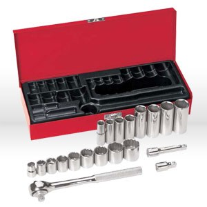 Picture of 65508 Klein Tools Socket Set 3/8"Drive,Socket Wrench Sets,Size 20 pc 3/8"Drive,6-point sockets