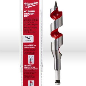 Picture of 48-13-0753 Milwaukee Wood Boring Bit,3/4",Ship auger bit W/nail cutting tip,Coated flutes,L 6"