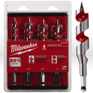 Picture of 48-13-4000 Milwaukee Wood Boring Bit,Ship auger set,4 pc,1/2" 3/4" 7/8" 1",L 6"
