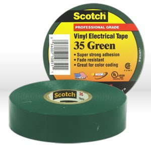 Picture of 54007-10265 3M Electrical Tape,Scotch vinyl electrical color coding tape 35,Green,1/2"x20ft