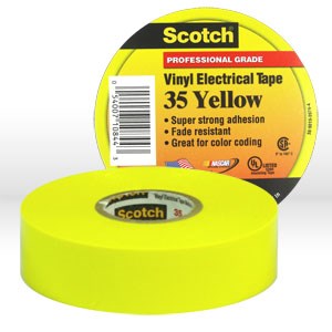 Picture of 54007-10257 3M Electrical Tape,Scotch vinyl electrical color coding tape 35,Yellow,1/2"x20ft