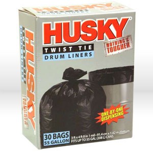 Picture of HK55030B Poly America Husky Liner,Trash bag liner,55 gal,36"x56",1.0 mil,Black