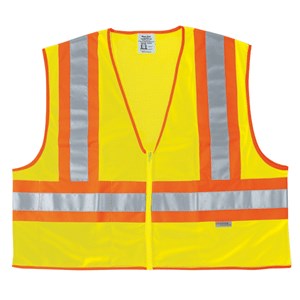 Picture of WCCL2LXL MCR Poly,Mesh Safety Vest,4 1/2" Orange/Silver Stripe,LIME