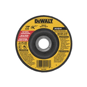 Picture of DW4418 DeWalt Sandpaper,4"x1/8"x5/8" General Purpose Metal Cutting Wheel