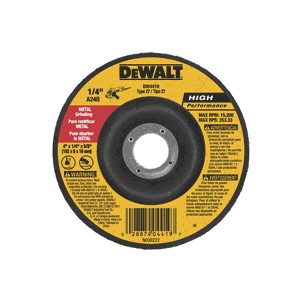 Picture of DW4419 DeWalt Sandpaper,4"x1/4"x5/8" General Purpose Metal Grinding Wheel