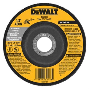 Picture of DW8404 DeWalt Bonded Abrasive,4-1/2"x1/4"x7/8" Aluminum Grinding Wheel