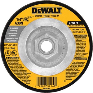 Picture of DW8405 DeWalt Bonded Abrasive,4-1/2'x1/4"x5/8"-11 Aluminum Grinding Wheel