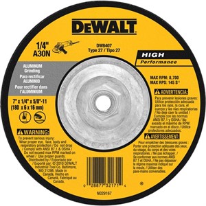 Picture of DW8407 DeWalt Bonded Abrasive,7"x1/4"x5/8"-11 Aluminum Grinding Wheel
