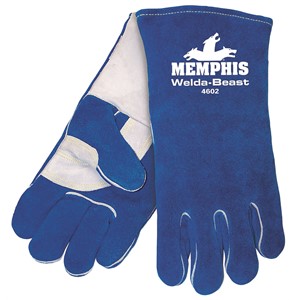 Picture of 4602 MCR "Weld-A-Beast" side Leather Welder Gloves,Reinforced Palm/ Thumb Palm,Blue,Foam