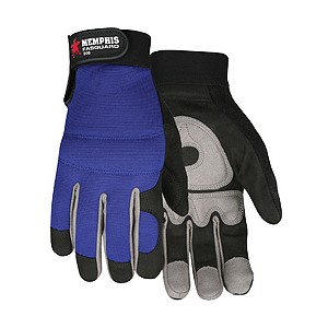 Picture of 905M MCR Fasguard Gloves,SYNTH Leather,Black Palm/Gray Patch Palm W/Blue Back,Velcro Wrist,M