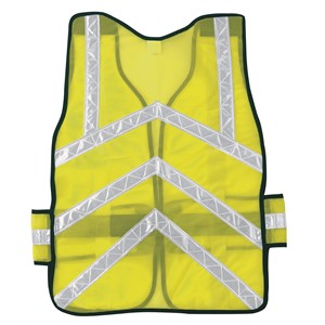 Picture of CHEV2L MCR Chevron,Tear Away,Polyester Mesh Safety Vest,1 3/8" White Stripe,19"x54",LIME