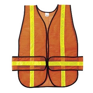 Picture of CHEV2O MCR Chevron,Polyester Mesh Safety Vest,1 3/8" White Stripe,19"x54",Orange