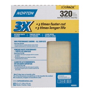Picture of 076607-02633 Norton 3X HIGH PERFORMANCE SHEETS,9"x11",Extra Fine,320 Grit