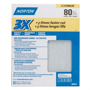 Picture of 076607-02641 Norton 3X HIGH PERFORMANCE SHEETS,9"x11",Coarse,80 Grit